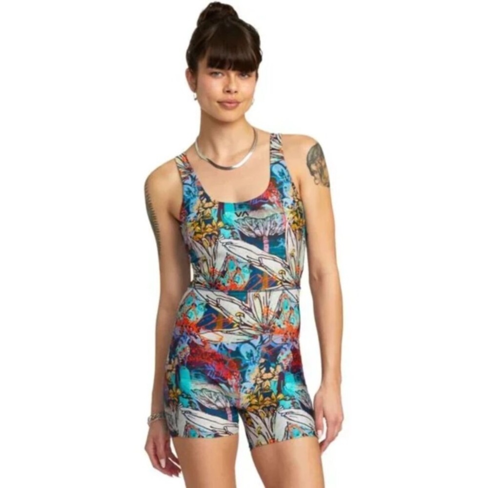 RVCA Womens Sage Essential Unitard yoga surf swim Size medium one piece, limited